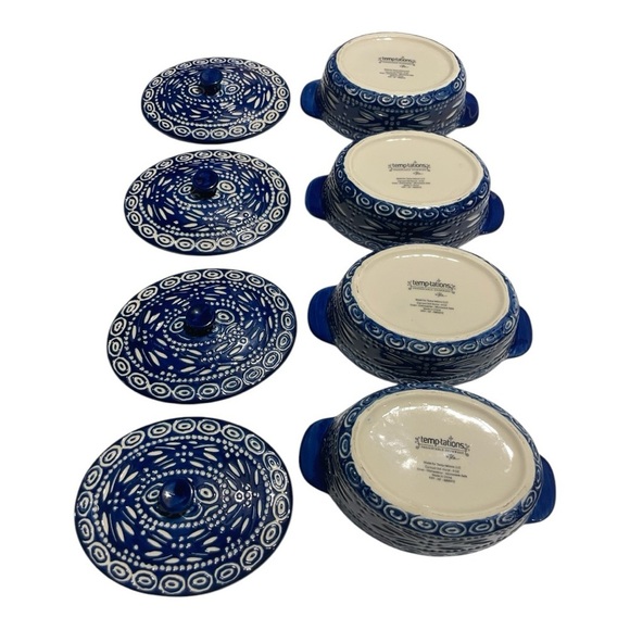 Temptations by Tara Blue Carved Baking Dishes
4 Oval 9 oz Old World Poinsettia - Picture 12 of 16